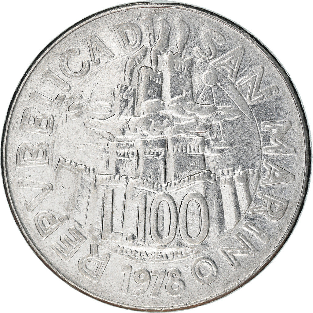 Moneta, San Marino, 100 Lire, 1978, Rome, MB+, Acciaio, KM:82