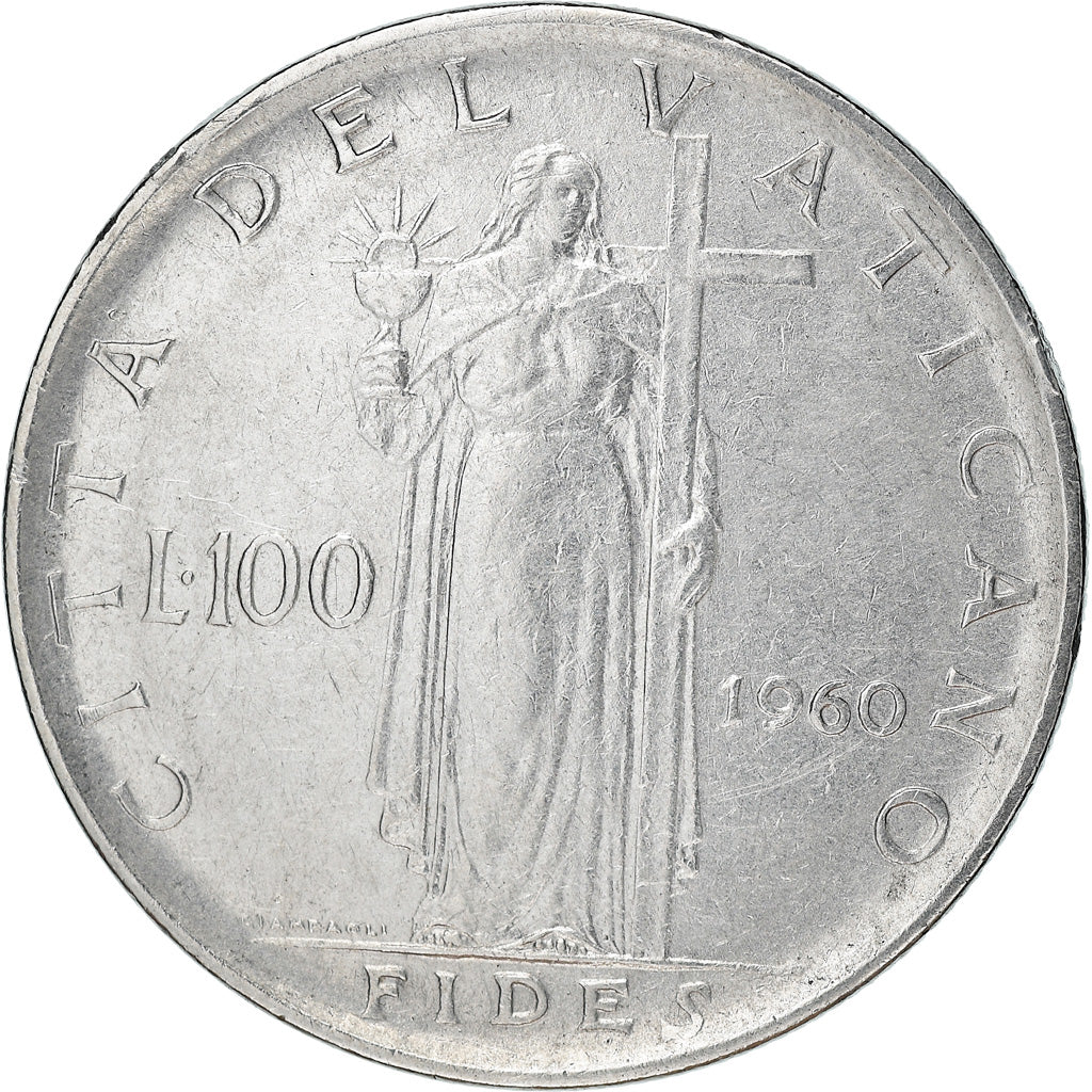 Coin, VATICAN CITY, John XXIII, 100 Lire, 1960, Roma, EF(40-45), Stainless