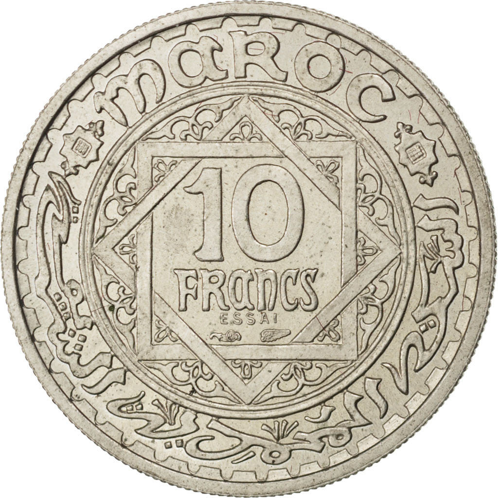 Coin, Morocco, 10 Francs, 1946, Paris, AU(55-58), Copper-nickel, KM:E35