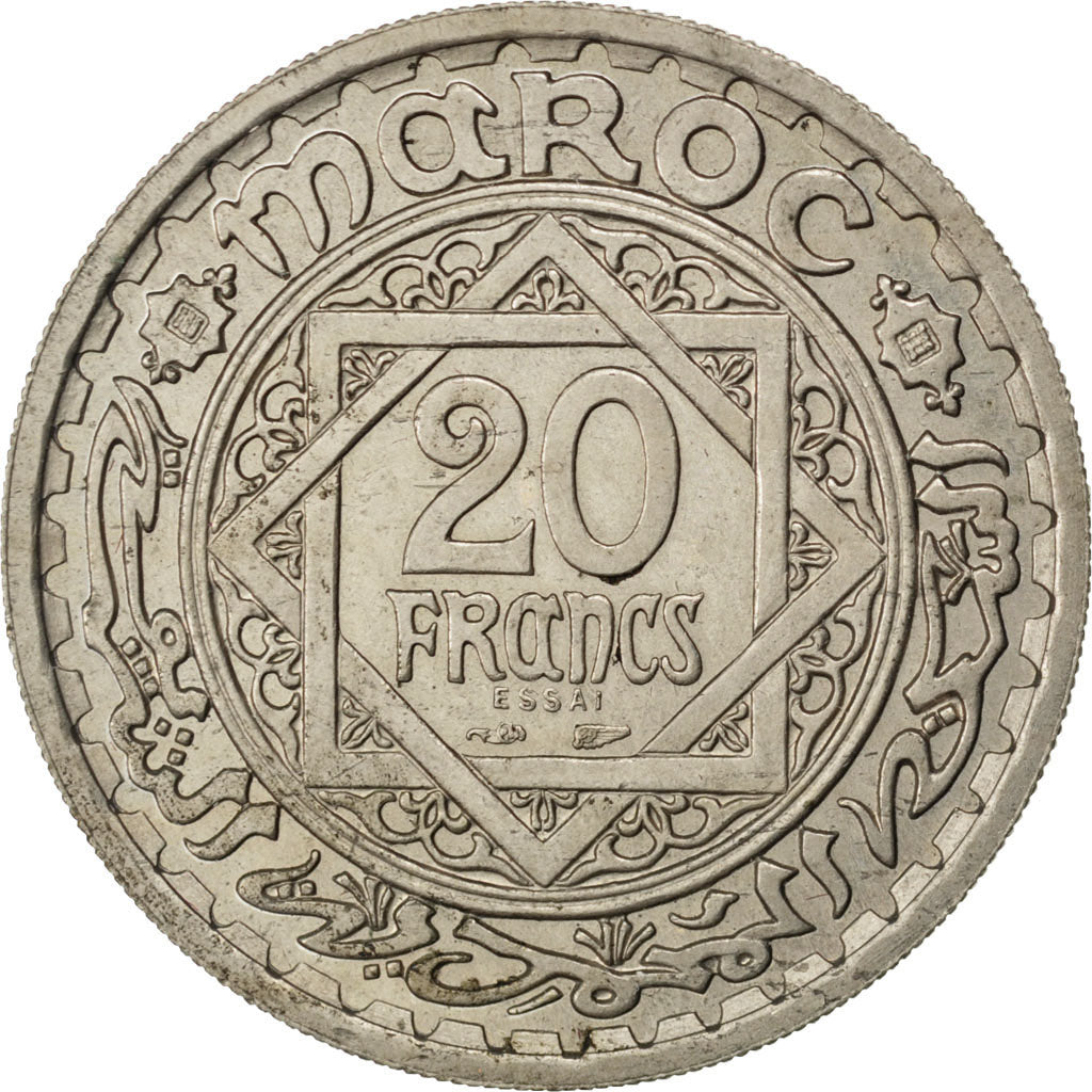 Coin, Morocco, 20 Francs, 1946, Paris, AU(50-53), Copper-nickel, KM:E36