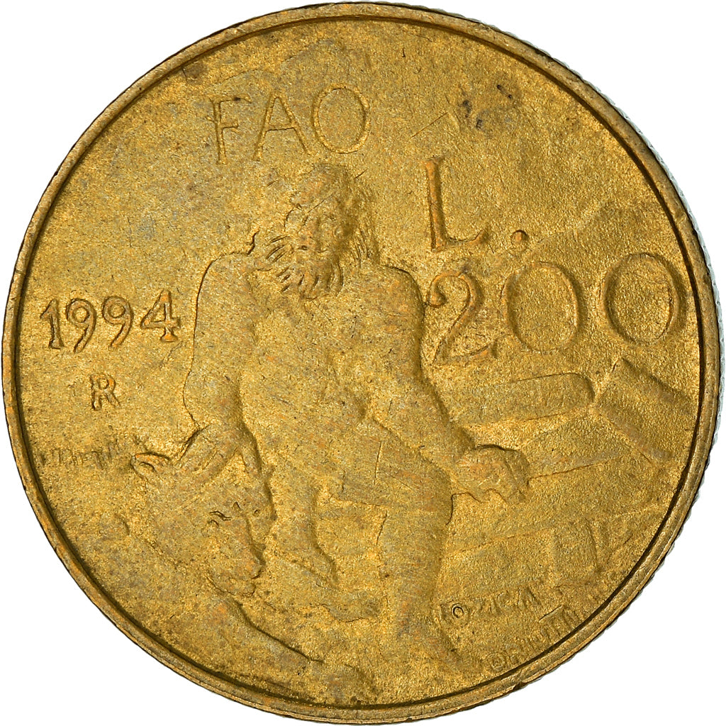 Moeda, San Marino, 200 Lire, 1994, EF(40-45), Alumínio-Bronze, KM:313