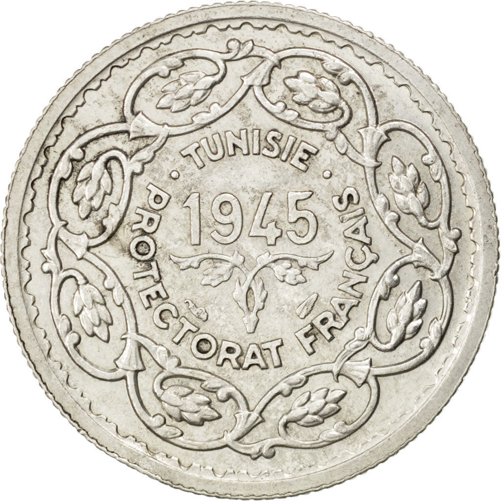 Moneta, Tunisia, Muhammad al-Amin Bey, 10 Francs, 1945, Paris, BB+, Argento