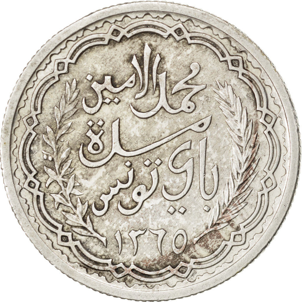 Moneta, Tunisia, Muhammad al-Amin Bey, 10 Francs, 1945, Paris, BB+, Argento