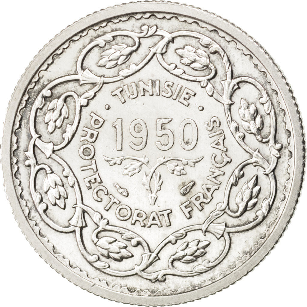 Coin, Tunisia, Muhammad al-Amin Bey, 10 Francs, 1950, Paris, AU(55-58), Silver