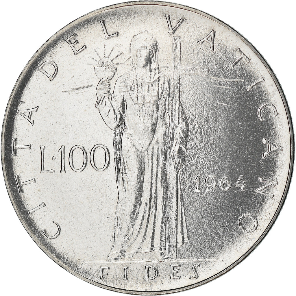 Moneta, CITTÀ DEL VATICANO, Paul VI, 100 Lire, 1964, Roma, BB+, Acciaio