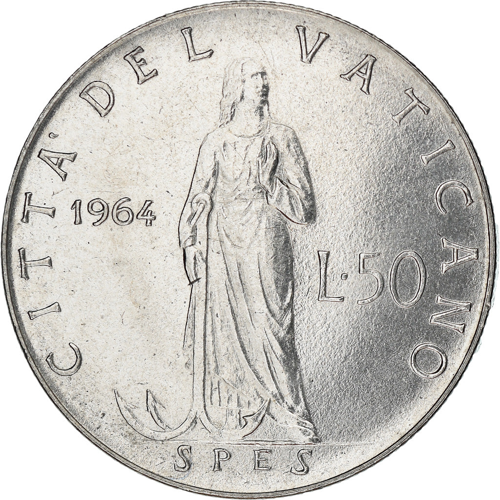 Monnaie, Cité du Vatican, Paul VI, 50 Lire, 1964, TTB, Stainless Steel, KM:81.1