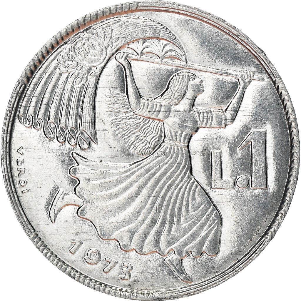 Moeda, San Marino, Lira, 1973, Rome, MS(63), Alumínio, KM:22