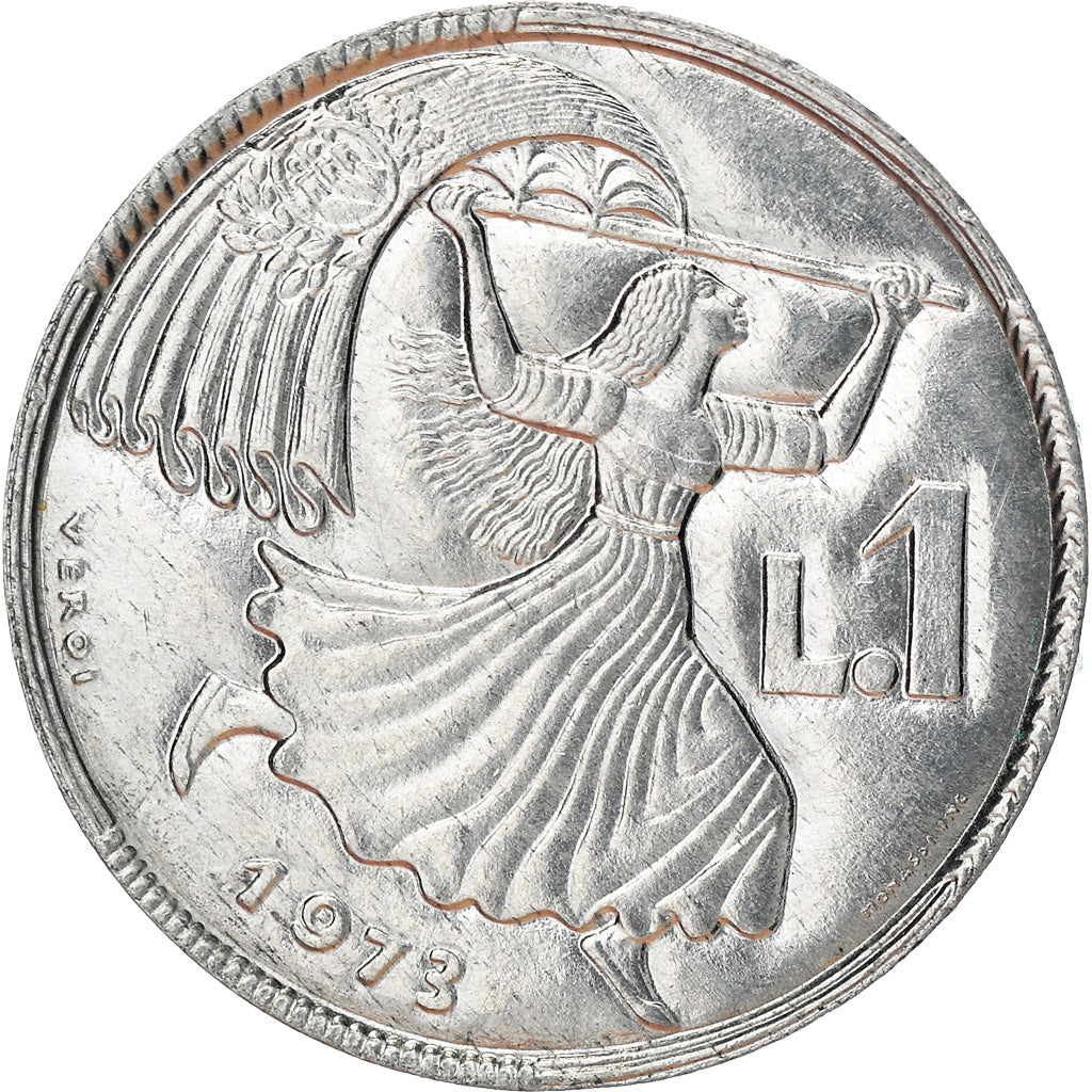 Moneta, San Marino, Lira, 1973, Rome, MS(64), Aluminium, KM:22