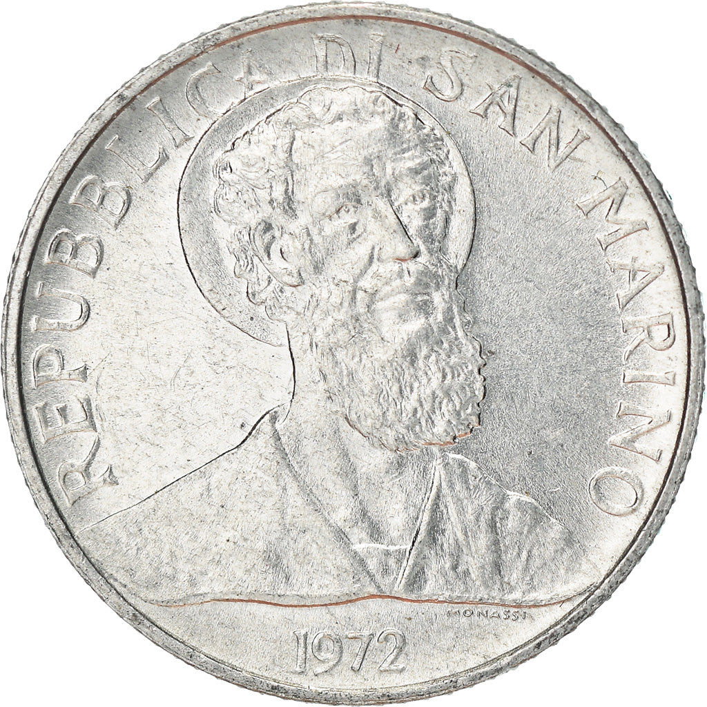 Coin, San Marino, 2 Lire, 1972, Rome, AU(50-53), Aluminum, KM:15