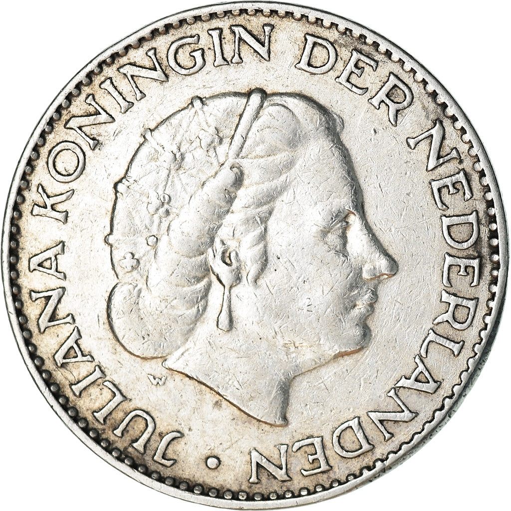 Coin, Netherlands, Juliana, Gulden, 1956, EF(40-45), Silver, KM:184