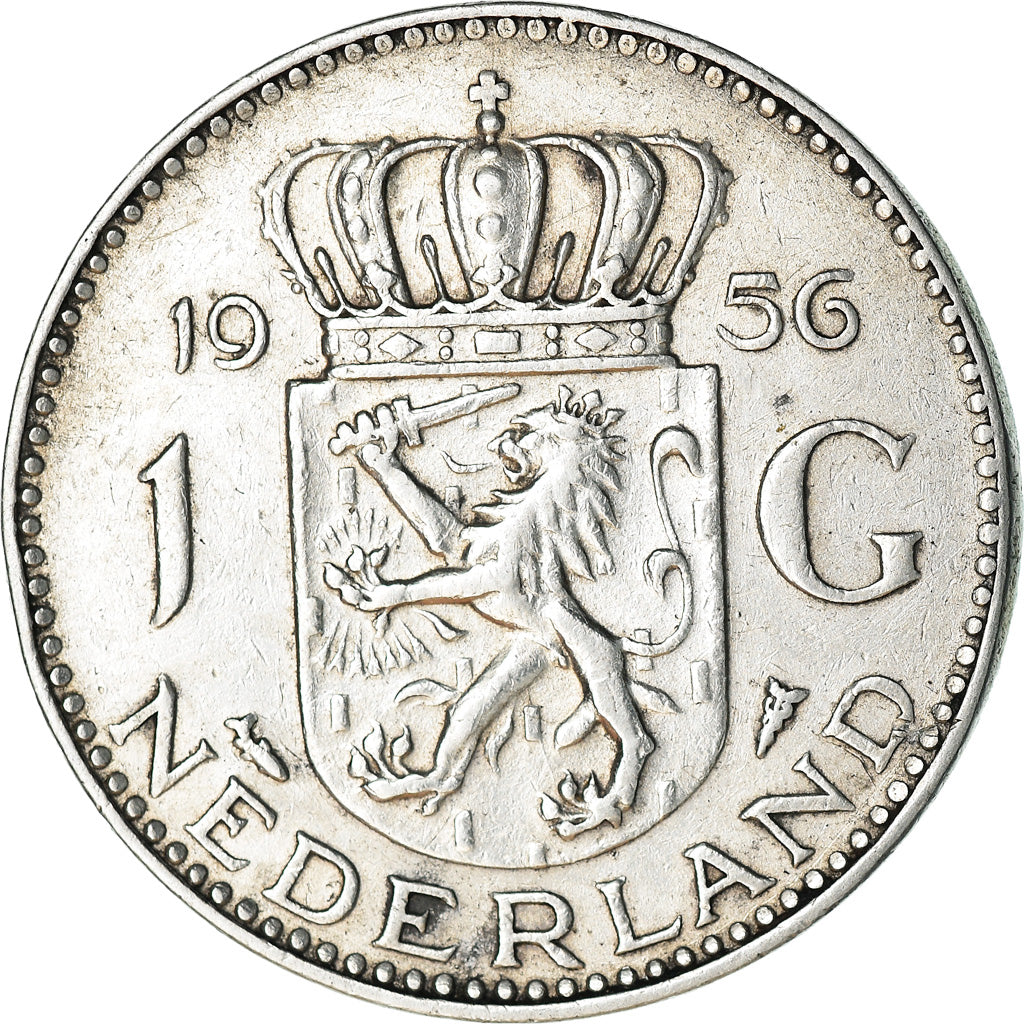 Coin, Netherlands, Juliana, Gulden, 1956, EF(40-45), Silver, KM:184