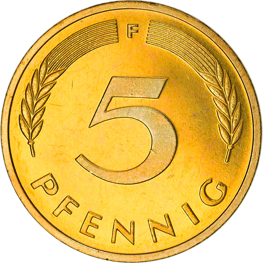 Coin, GERMANY - FEDERAL REPUBLIC, 5 Pfennig, 1997, Stuttgart, BE, MS(63), Brass