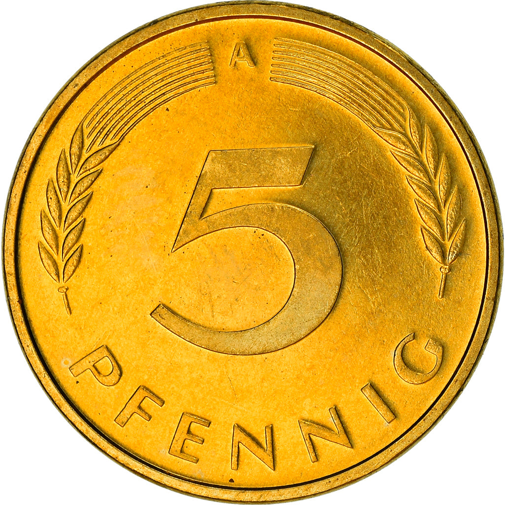 Coin, GERMANY - FEDERAL REPUBLIC, 5 Pfennig, 1997, Berlin, BE, MS(63), Brass