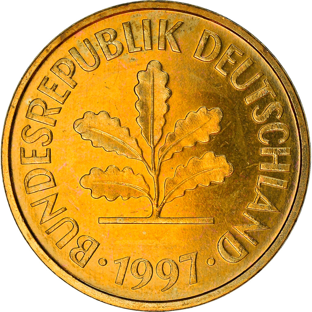 Coin, GERMANY - FEDERAL REPUBLIC, 5 Pfennig, 1997, Munich, BE, MS(63), Brass