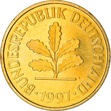 Coin, GERMANY - FEDERAL REPUBLIC, 5 Pfennig, 1997, Karlsruhe, BE, MS(63), Brass