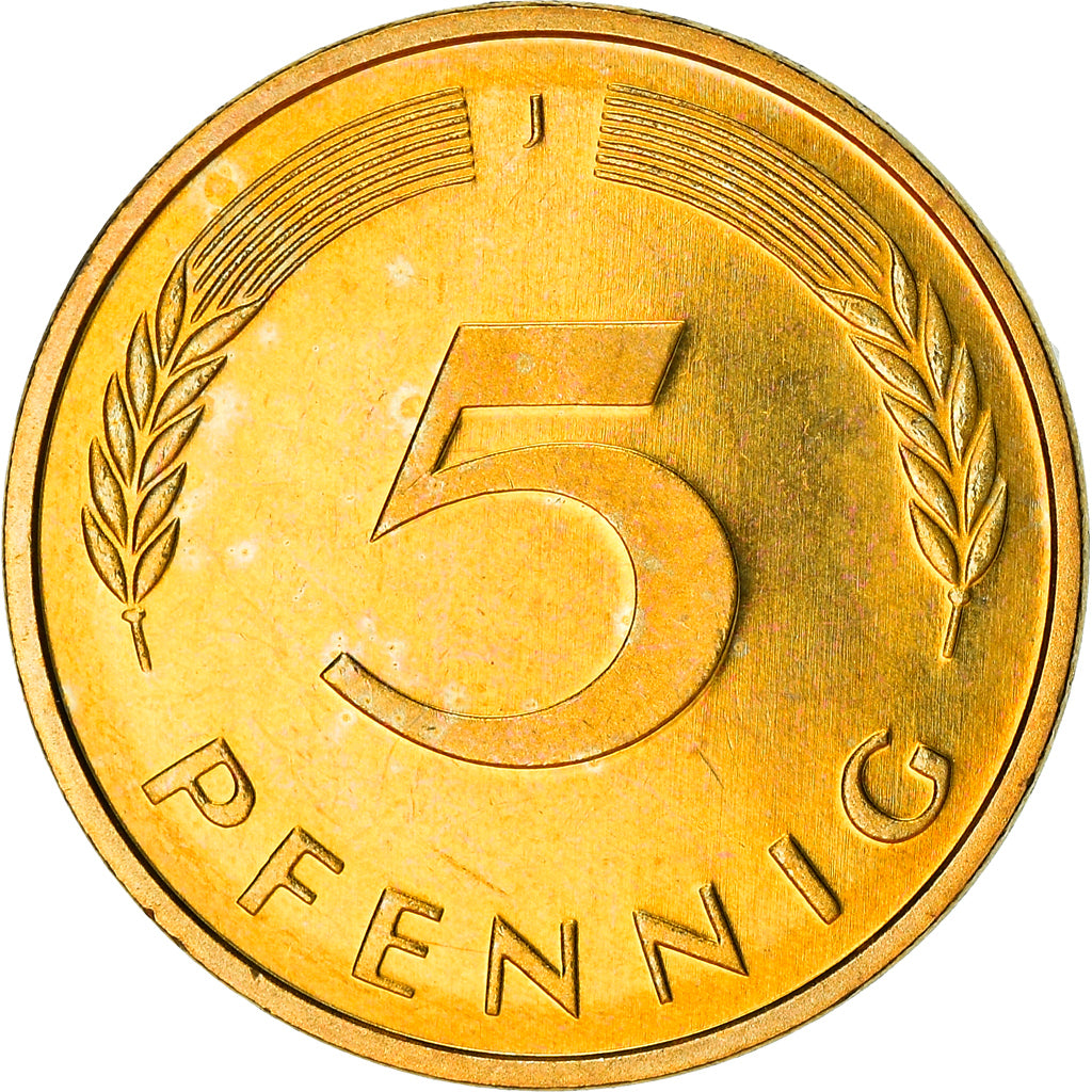 Moneta, GERMANIA - REPUBBLICA FEDERALE, 5 Pfennig, 1997, Hambourg, BE, SPL