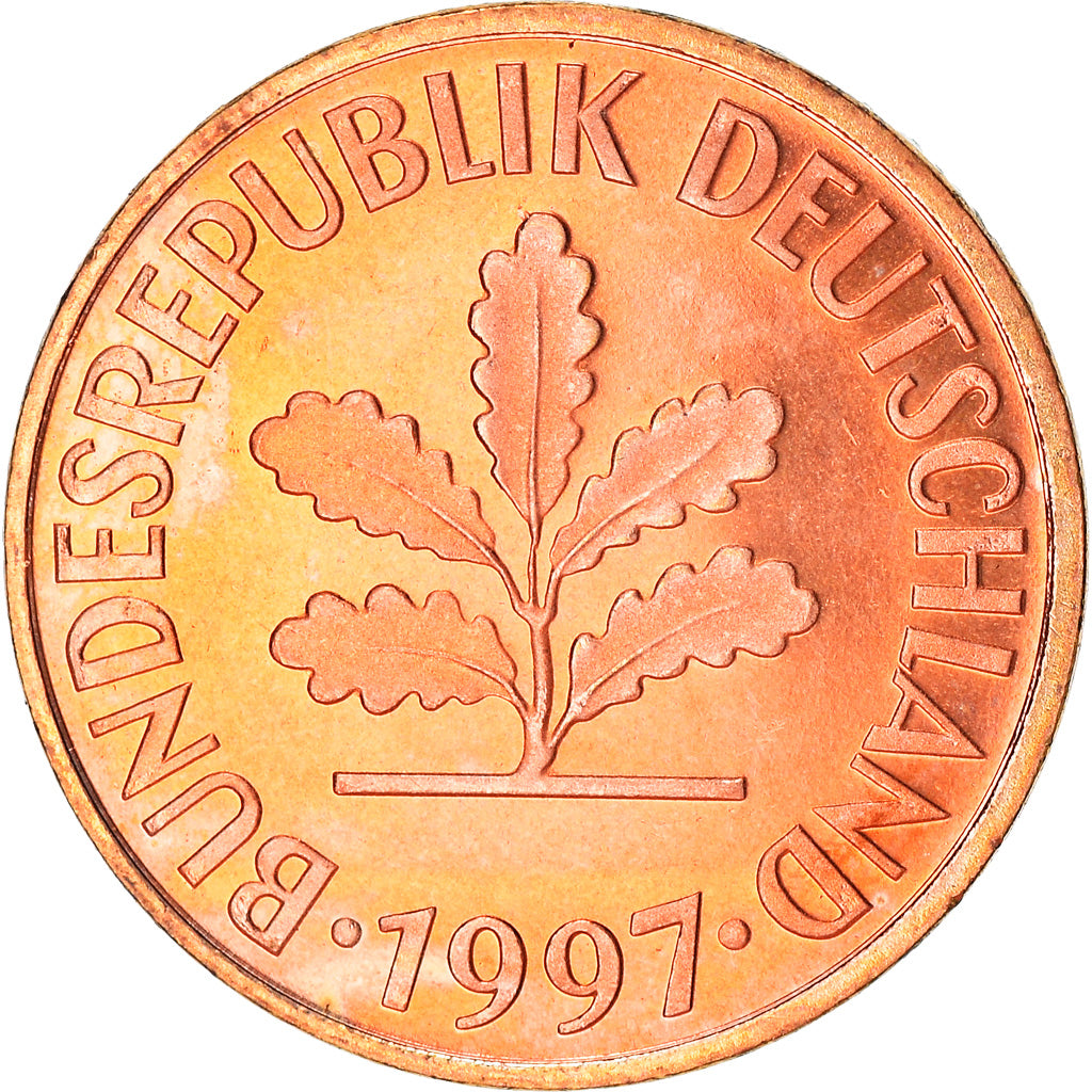 Coin, GERMANY - FEDERAL REPUBLIC, 2 Pfennig, 1997, Stuttgart, BE, MS(63), Copper