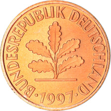 Coin, GERMANY - FEDERAL REPUBLIC, 2 Pfennig, 1997, Karlsruhe, BE, MS(63), Copper