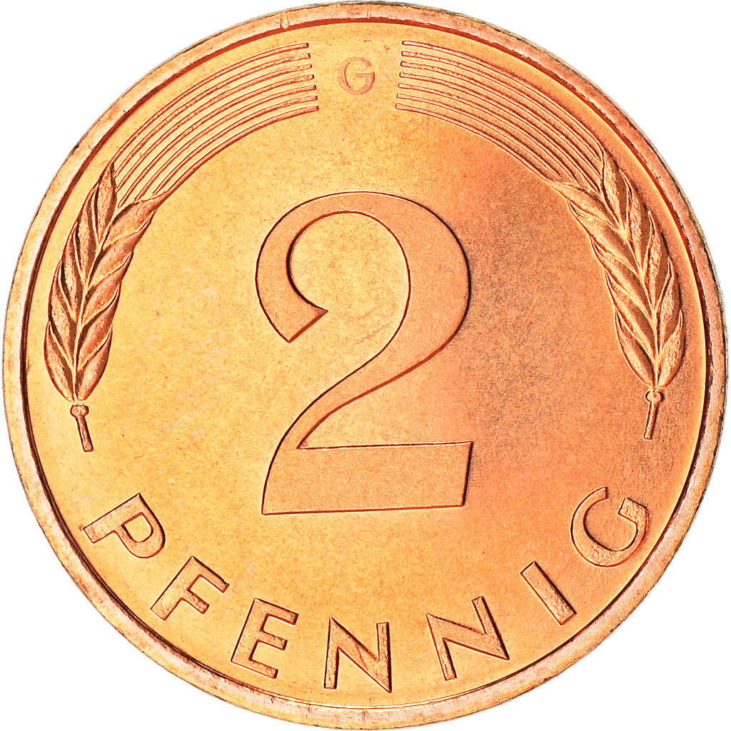 Coin, GERMANY - FEDERAL REPUBLIC, 2 Pfennig, 1997, Karlsruhe, BE, MS(63), Copper