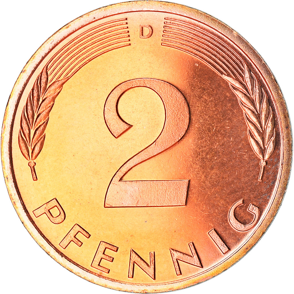 Coin, GERMANY - FEDERAL REPUBLIC, 2 Pfennig, 1997, Munich, BE, MS(63), Copper