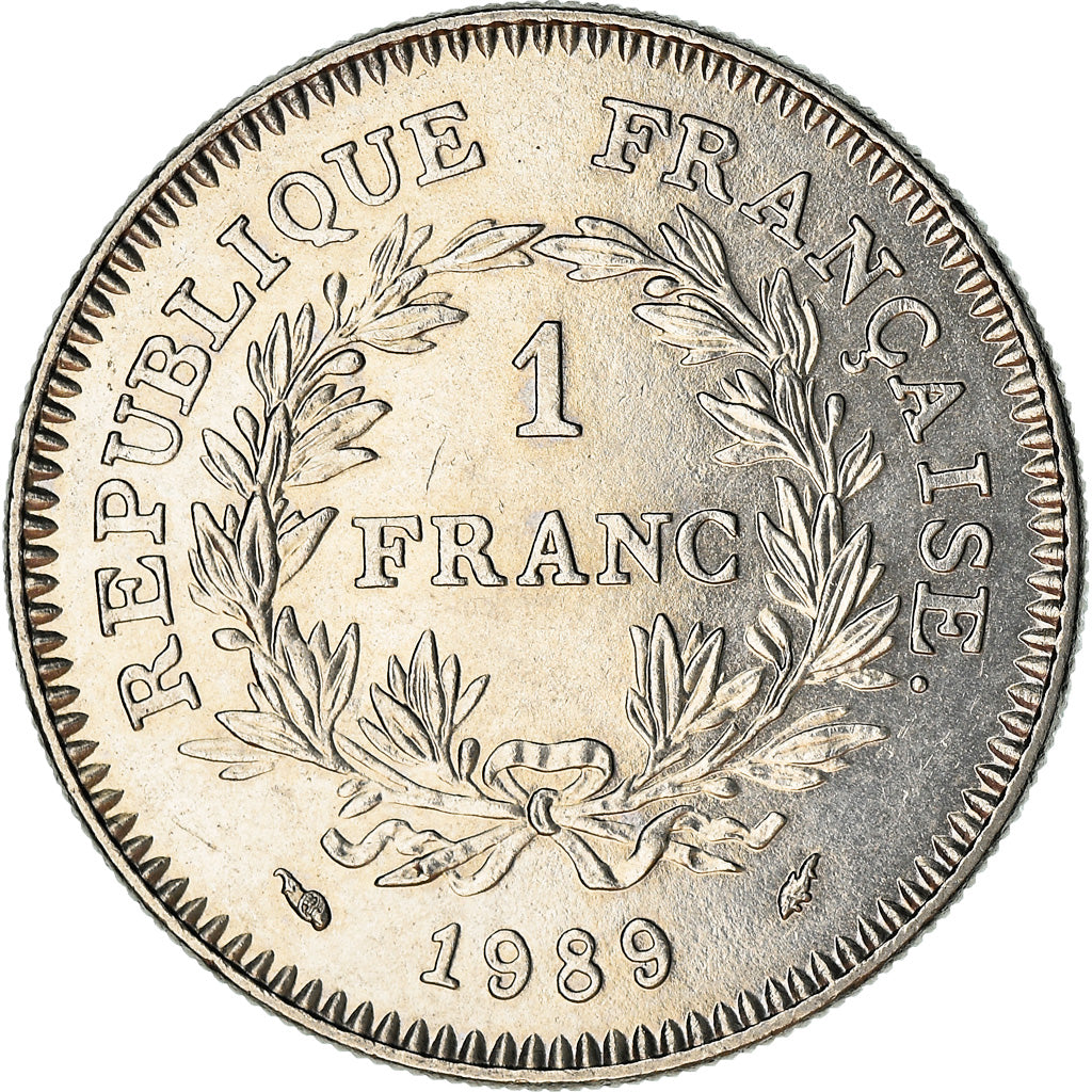 Moneta, Francja, 1 Franc, 1989, MS(63), Nikiel, KM:967, Gadoury:477