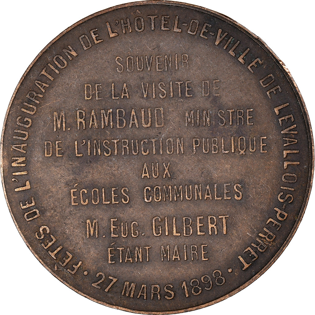 Francia, ficha, Inauguration de l'Hôtel de Ville de Levalois-Perret, 1898, MB+
