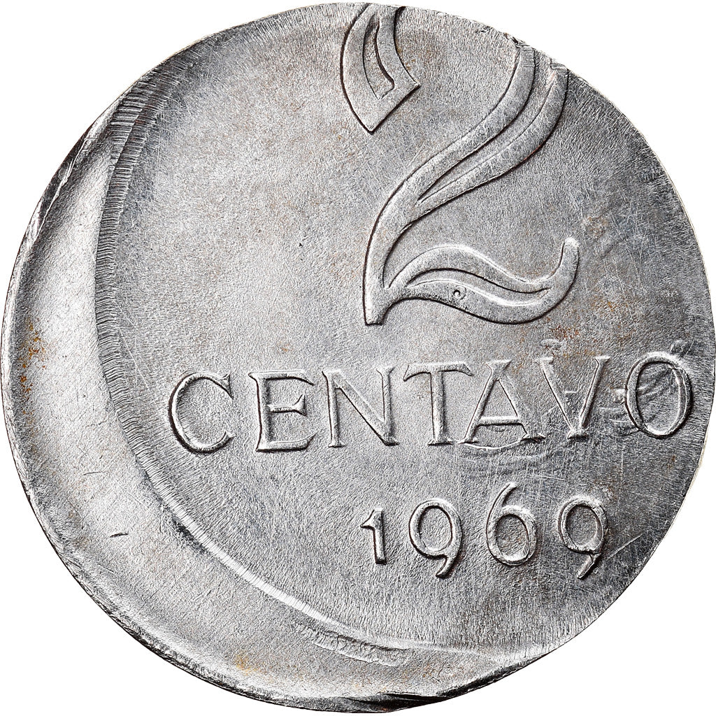 Moneda, Brasil, 2 Centavos, 1969, planchet error, MBC+, Acero inoxidable