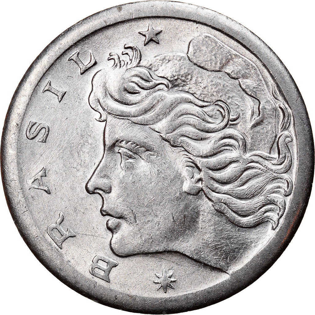 Coin, Brazil, 5 Centavos, 1975, error broadstruck, AU(55-58), Stainless Steel