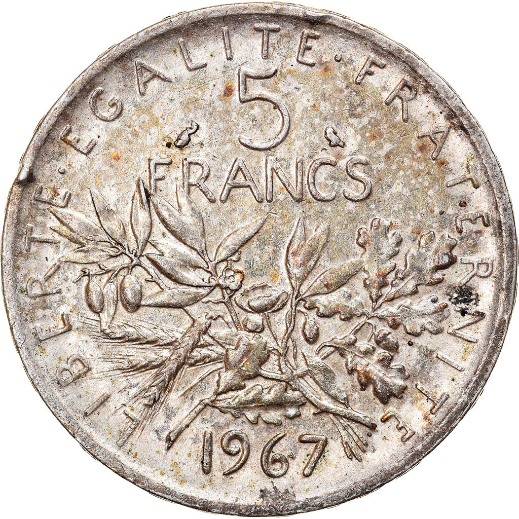 Münze, Frankreich, Semeuse, 5 Francs, 1967, Paris, SS+, Silber, KM:926