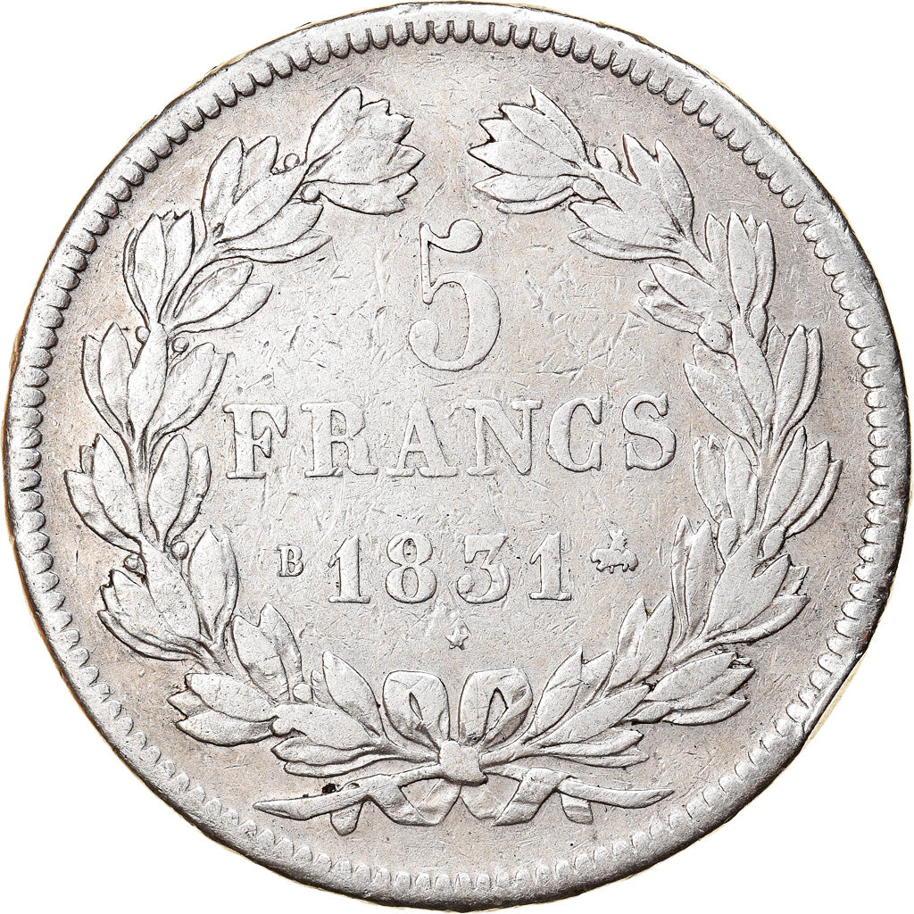 Monnaie, France, Louis-Philippe, 5 Francs, 1831, Rouen, TB, Argent