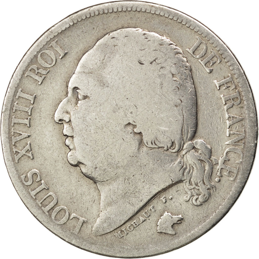 Moneda, Francia, Louis XVIII, Louis XVIII, 2 Francs, 1823, Paris, BC, Plata