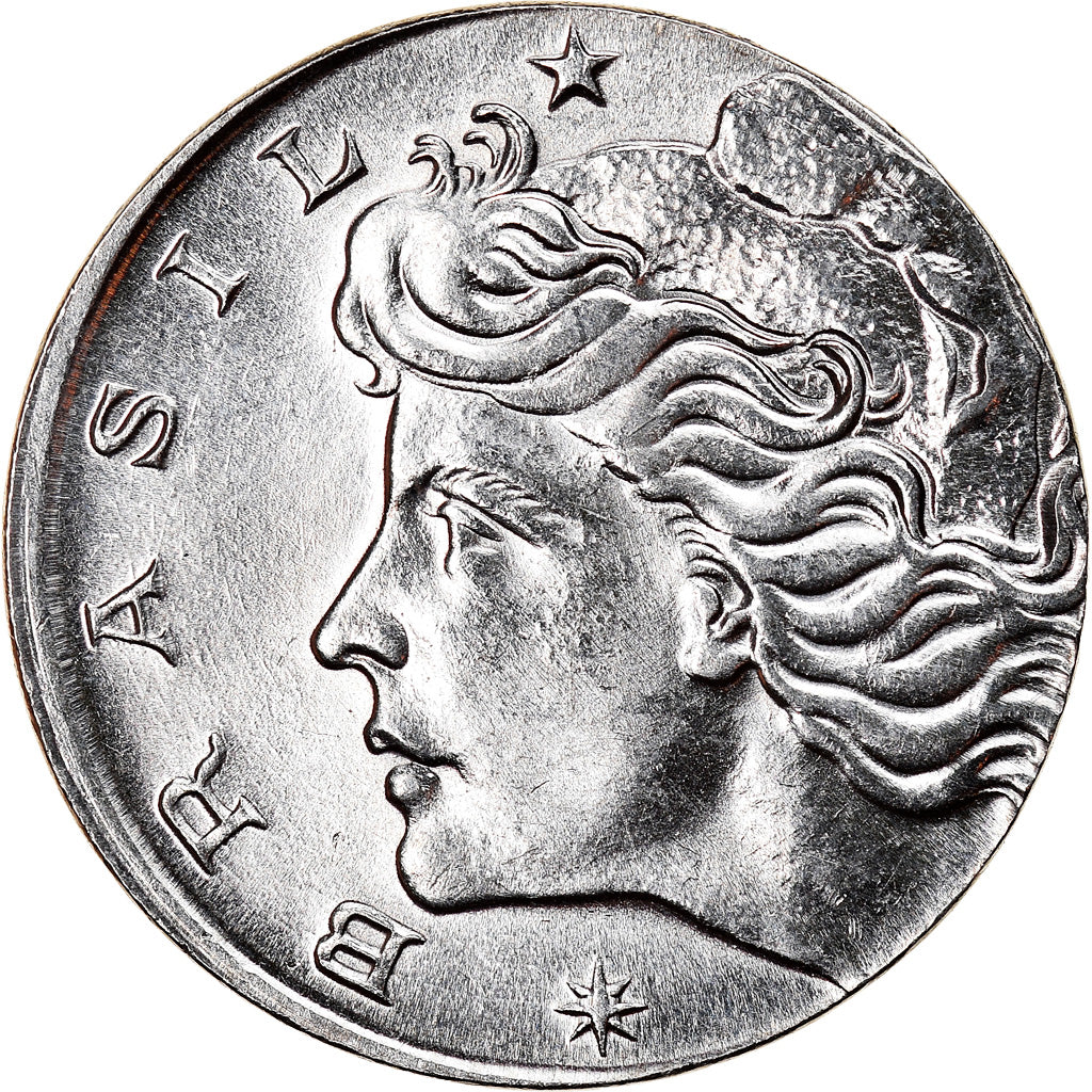 Coin, Brazil, 5 Centavos, 1967, planchet error, AU(55-58), Stainless Steel