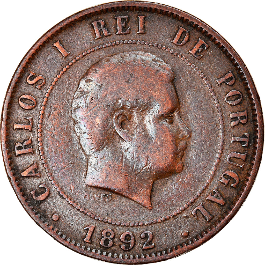 Münze, Portugal, Carlos I, 20 Reis, 1892, S, Bronze, KM:533