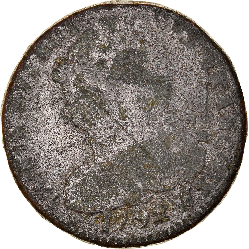 Coin, France, 2 sols françois, 2 Sols, 1792, Lille, F(12-15), Bronze
