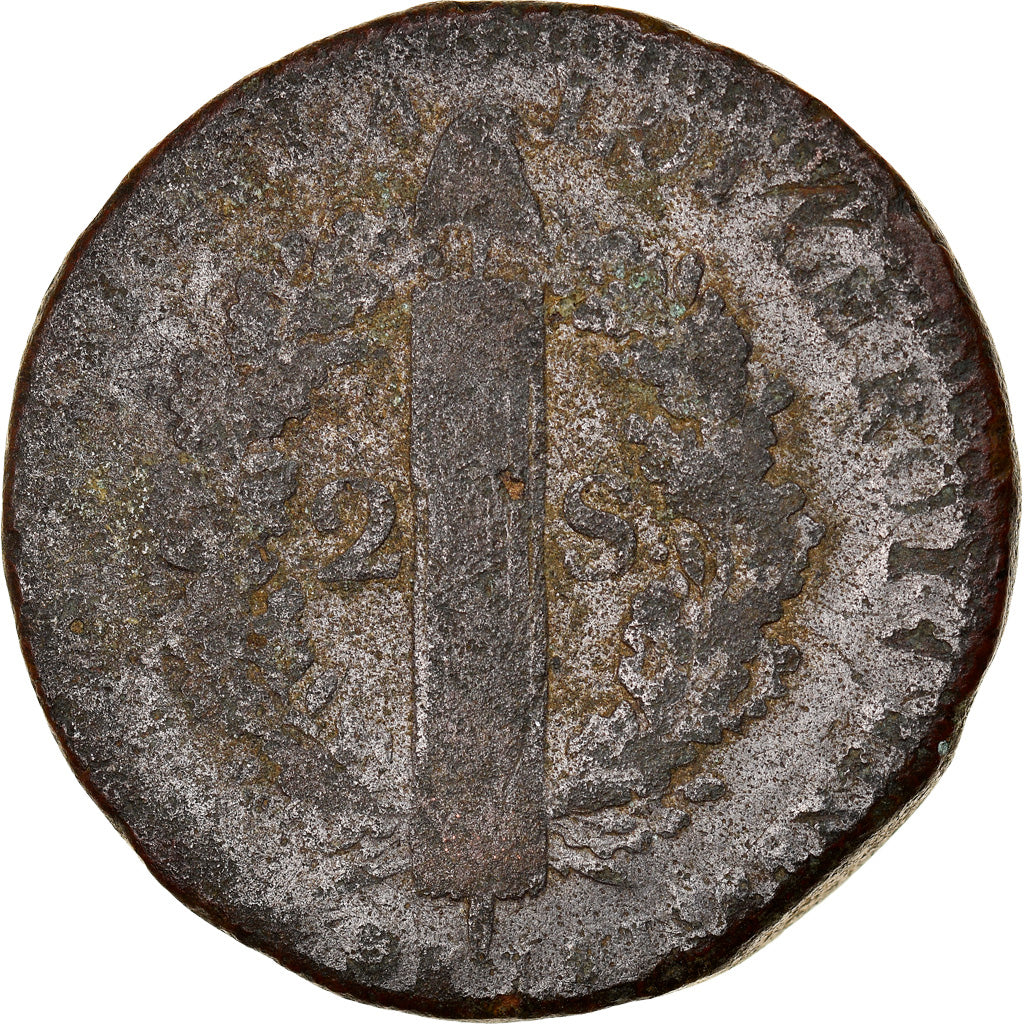 Coin, France, 2 sols françois, 2 Sols, 1792, Lille, F(12-15), Bronze
