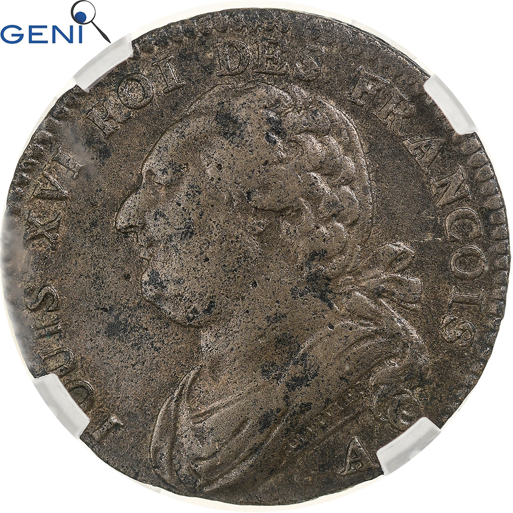 França, Louis XVI, 12 deniers françois, 1791, Paris, Bronze, GENI, AU55