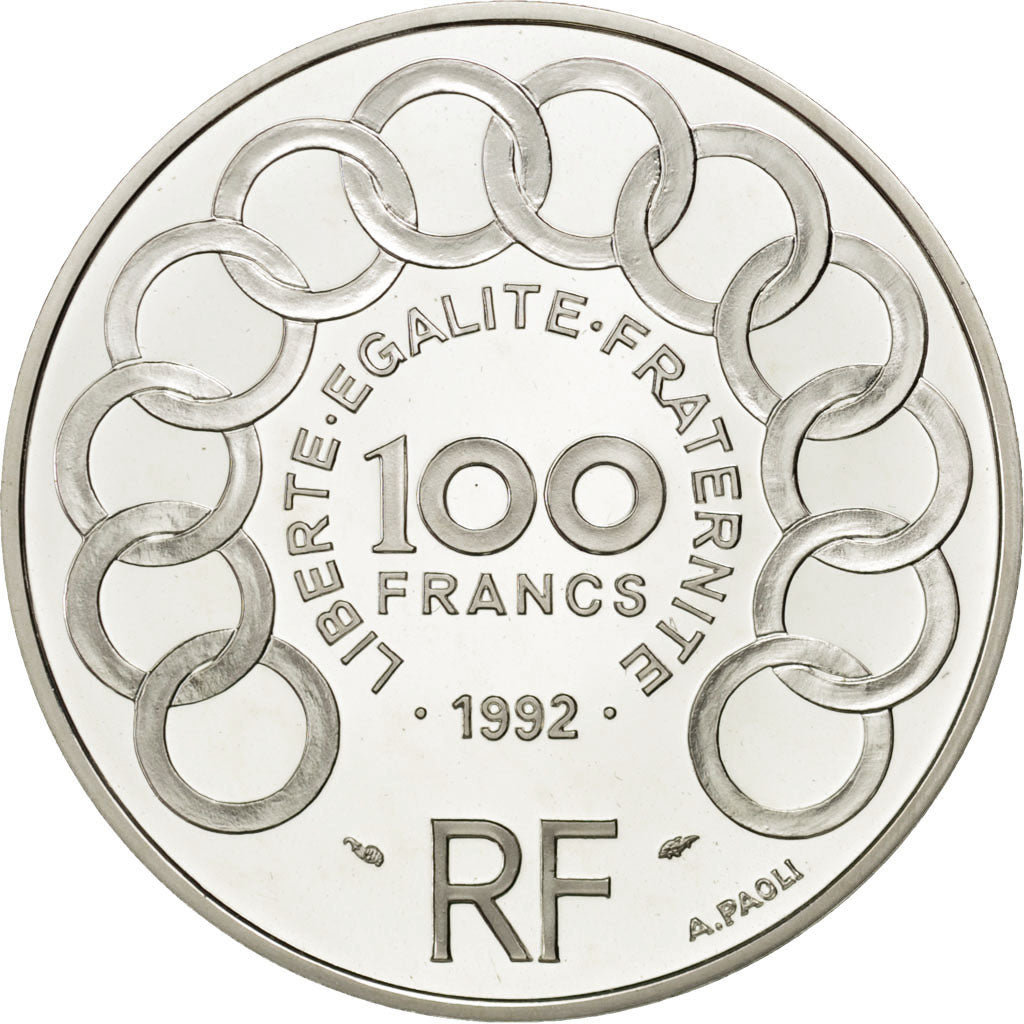 Coin, France, 100 Francs-15 Ecus, 1992, MS(63), Silver, KM:1012