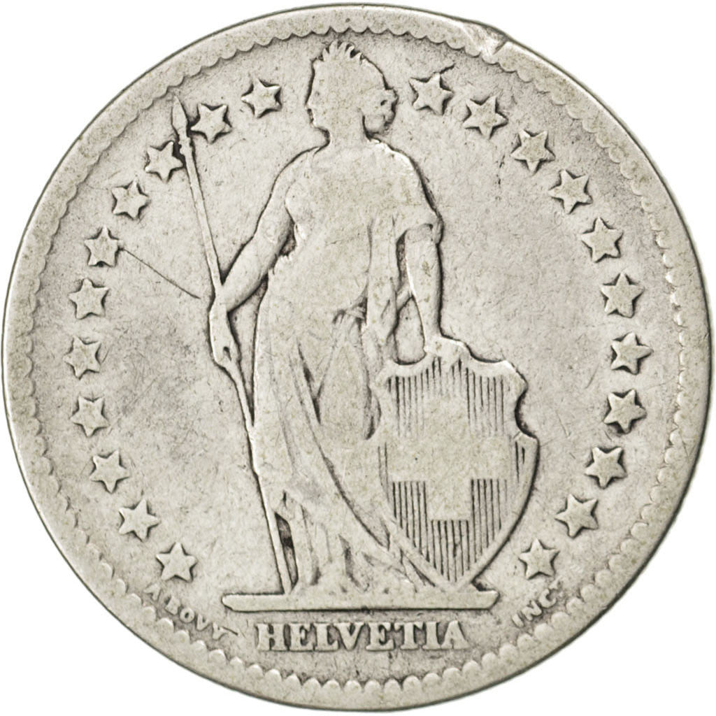 Coin, Switzerland, 2 Francs, 1878, Bern, VF(20-25), Silver, KM:21