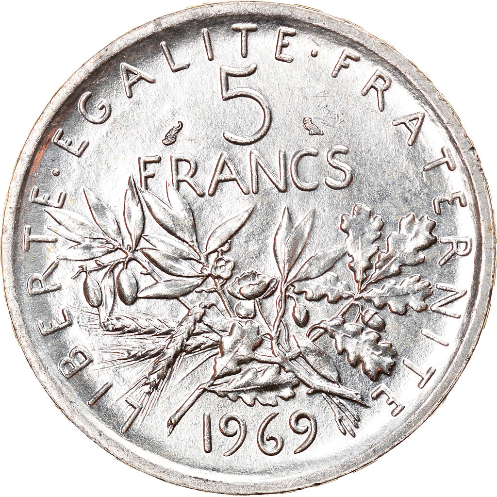Moneta, Francja, Semeuse, 5 Francs, 1969, Paris, MS(63), Srebro, KM:926
