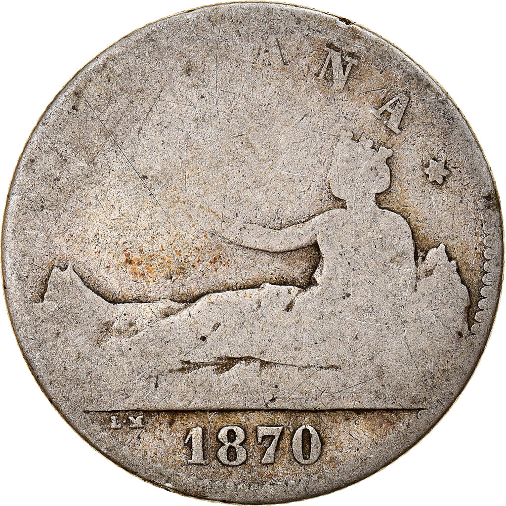 Monnaie, Espagne, Provisional Government, Peseta, 1870, B+, Argent, KM:653
