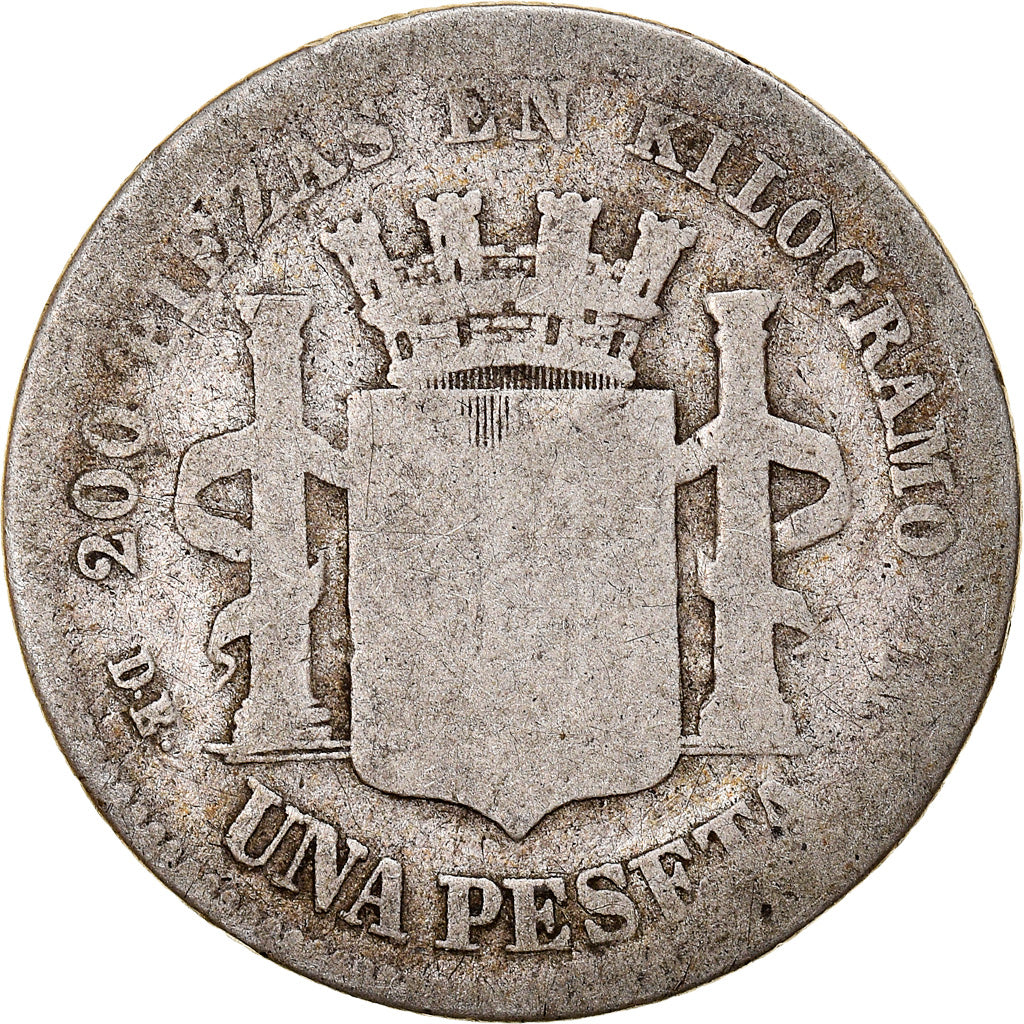 Monnaie, Espagne, Provisional Government, Peseta, 1870, B+, Argent, KM:653