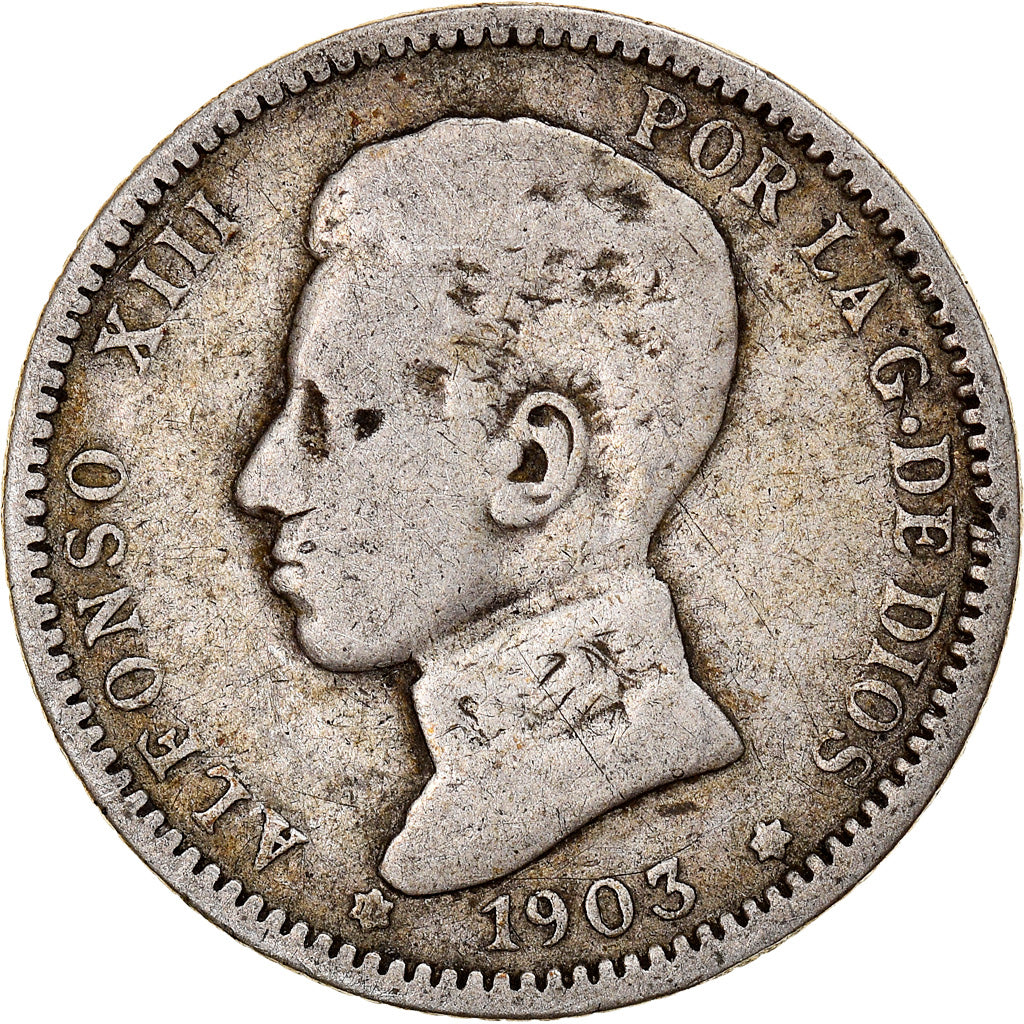 Münze, Spanien, Alfonso XIII, Peseta, 1903, Madrid, S, Silber, KM:721