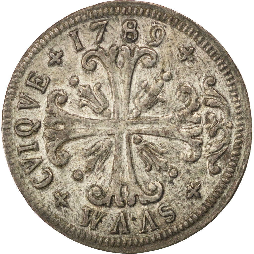 Coin, SWISS CANTONS, NEUCHATEL, 1/2 Batzen, 1789, Neuenburg, AU(50-53), Billon