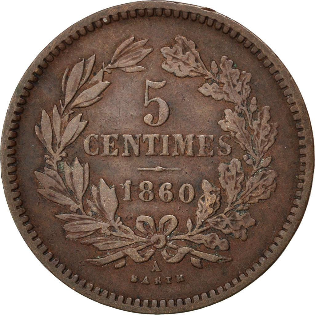 Coin, Luxembourg, William III, 5 Centimes, 1860, Paris, VF(30-35), Bronze