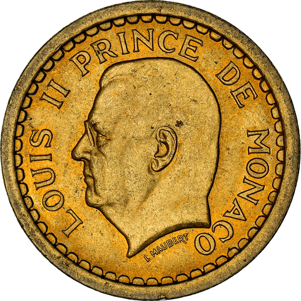 Coin, Monaco, 2 Francs, 1943, Paris, AU(55-58), Cupro-Aluminium, Gadoury:134