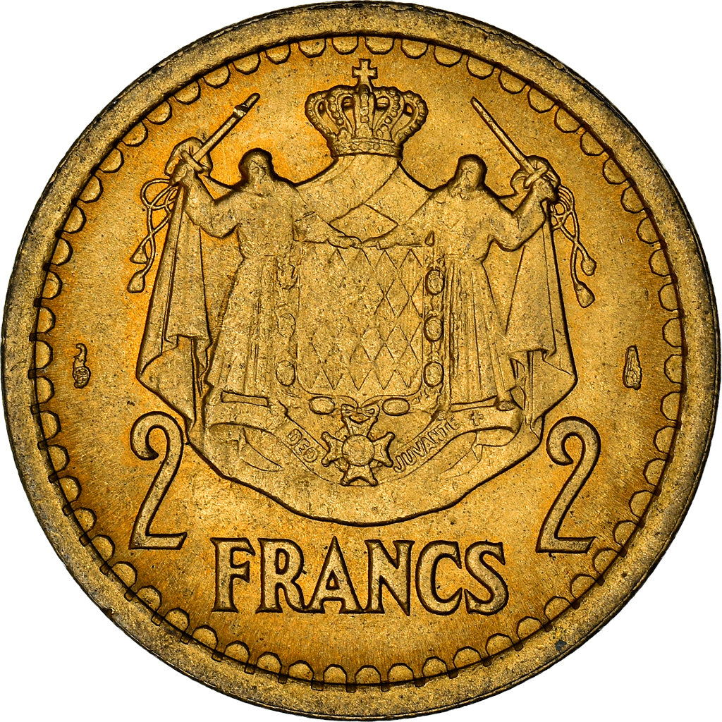 Coin, Monaco, 2 Francs, 1943, Paris, AU(55-58), Cupro-Aluminium, Gadoury:134