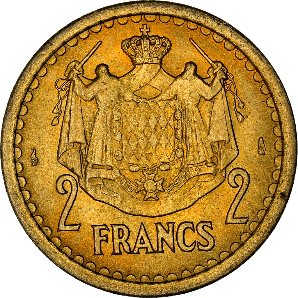 Monnaie, Monaco, 2 Francs, 1943, Paris, SUP+, Cupro-Aluminium, Gadoury:134