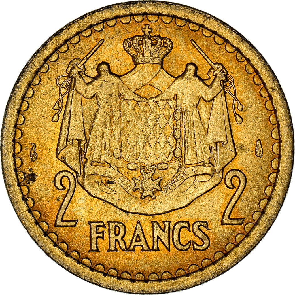 Coin, Monaco, 2 Francs, 1943, Paris, MS(60-62), Cupro-Aluminium, Gadoury:134