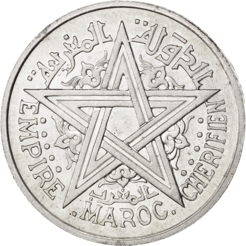 Coin, Morocco, 2 Francs, 1951, Paris, MS(60-62), Aluminum, KM:E38, Lecompte:235