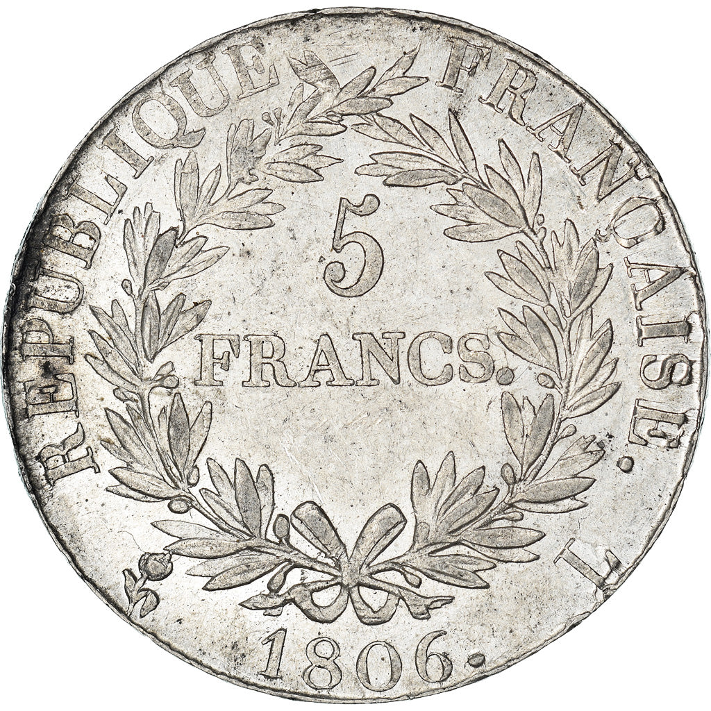 France, Napoleon I, 5 Francs, 1806, Bayonne, Silver, AU(50-53), Gadoury:581